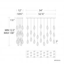  BPD20223LO-AB - Martini 23 Light 120-277V Multi-Light Pendant (Linear Canopy) in Aged Brass with Clear Optic Cryst