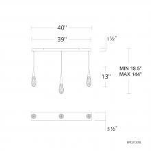  BPD21203L-PN - Hibiscus 3 Light 120-277V Multi-Light Pendant (Linear Canopy) in Polished Nickel with Clear Optic