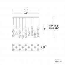  BPD21214L-AB - Hibiscus 14 Light 120-277V Multi-Light Pendant (Linear Canopy) in Aged Brass with Clear Optic Crys