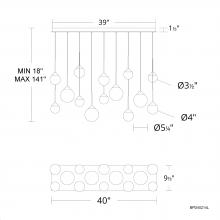  BPD40214L-AB - Quest 14 Light 120-277V Multi-Light Pendant (Linear Canopy) in Aged Brass with Optic Haze Quartz