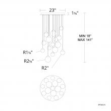  BPD40215-AB - Quest 15 Light 120-277V Multi-Light Pendant (Round Canopy) in Aged Brass with Optic Haze Quartz