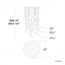  BPD40221-AB - Quest 21 Light 120-277V Multi-Light Pendant (Round Canopy) in Aged Brass with Optic Haze Quartz