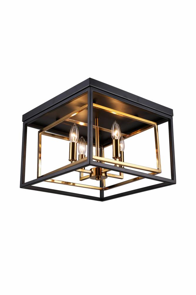 Flush Mount Aged Brass/Black