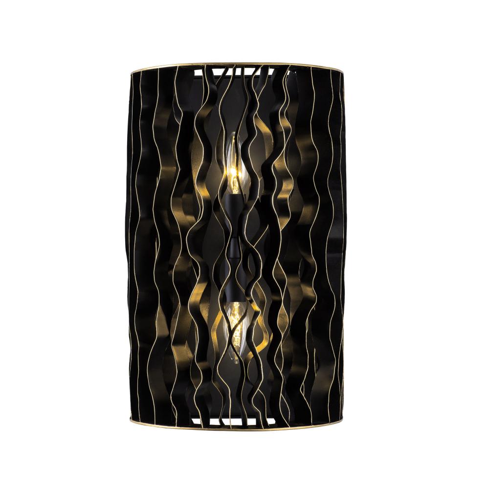 Estela 2-Lt Sconce - Matte Black/French Gold