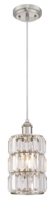 Westinghouse 6338900 - Mini Pendant Brushed Nickel Finish Crystal Prism Glass