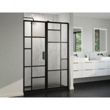  CAR48-33-43-79 - CARO PIVOT DOOR / 48 X 79 / MATTE BLACK / MIST + CLEAR GLASS