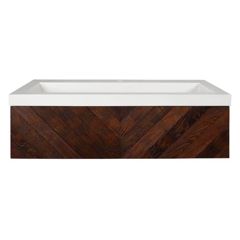 36'' Cabernet Floating Vanity with NativeStone Trough in Pearl