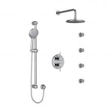  KIT446GNC - Type T/P (thermostatic/pressure balance) double coaxial system with hand shower rail, 4 body jets