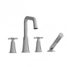  MMSQ12+BK - 4-piece deck-mount tub filler with hand shower