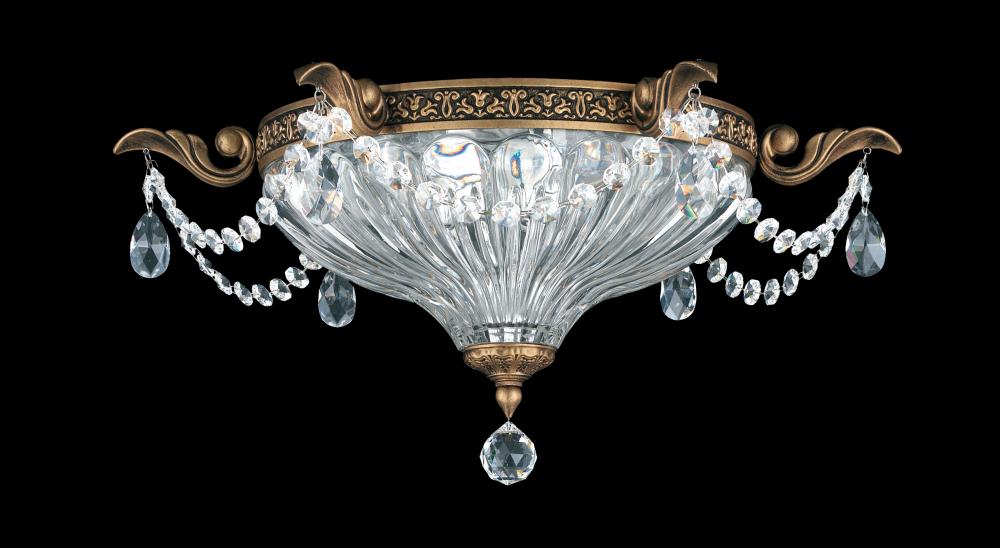 Milano 2 Light 120V Flush Mount in French Gold with Clear Crystals from Swarovski