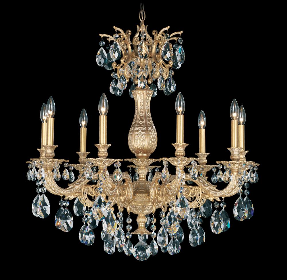 Milano 9 Light 120V Chandelier in Heirloom Gold with Clear Crystals from Swarovski