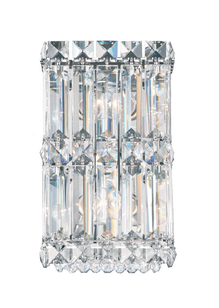 Quantum 2 Light 120V Wall Sconce in Polished Stainless Steel with Clear Crystals from Swarovski