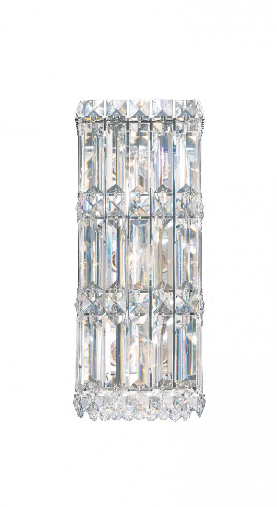 Quantum 3 Light 120V Wall Sconce in Polished Stainless Steel with Clear Crystals from Swarovski