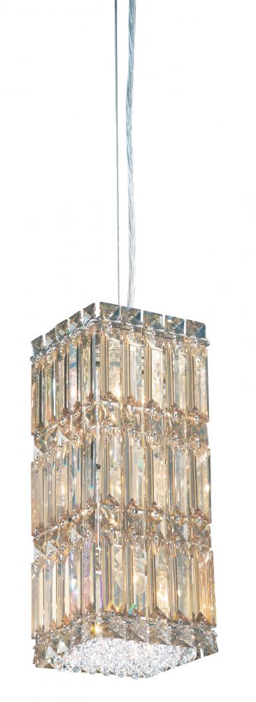 Quantum 6 Light 120V Mini Pendant in Polished Stainless Steel with Clear Crystals from Swarovski
