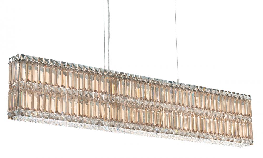 Quantum 17 Light 120V Linear Pendant in Polished Stainless Steel with Clear Crystals from Swarovsk