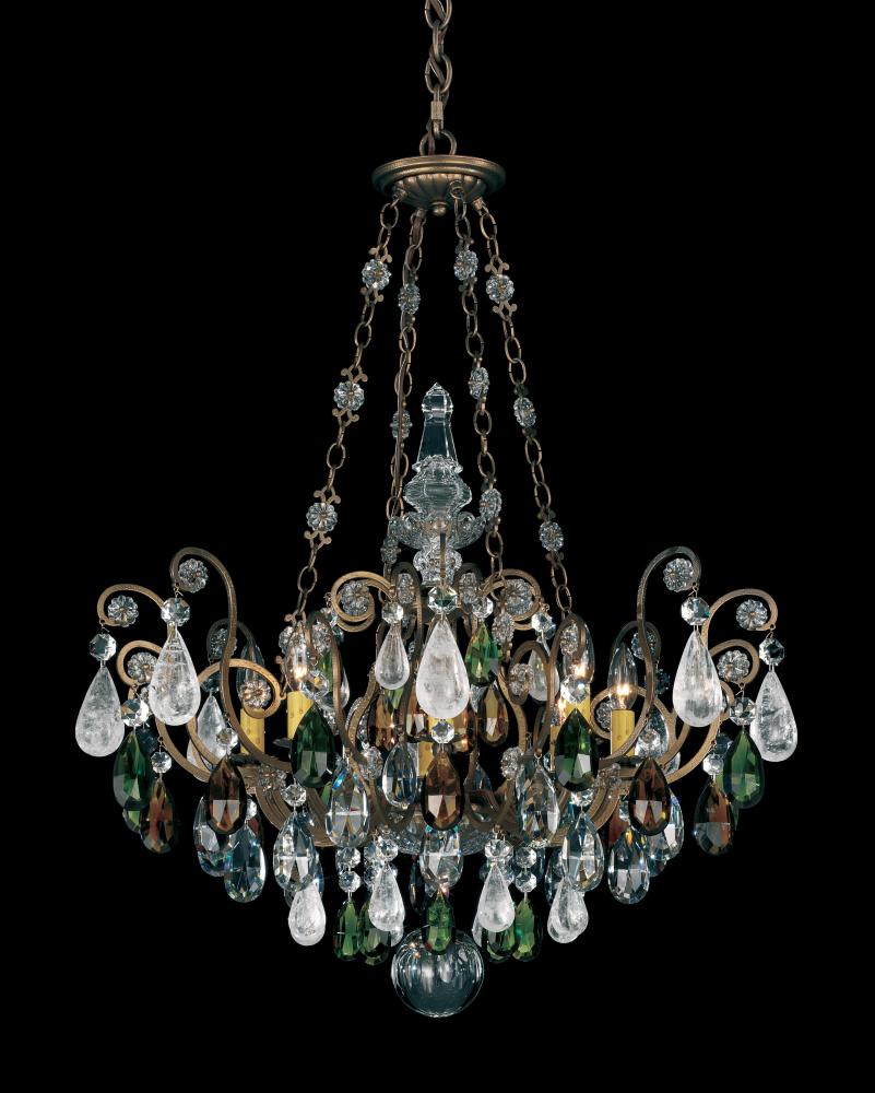 Renaissance Rock Crystal 8 Light 120V Pendant in Antique Pewter with Amethyst & Black Diamound Qua