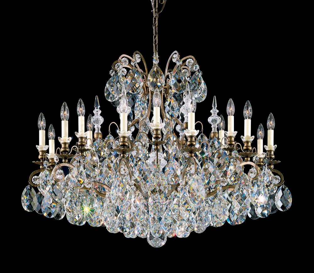 Renaissance 19 Light 120V Chandelier in Antique Silver with Clear Crystals from Swarovski