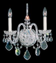 Schonbek 1870 6807-211H - Olde World 2 Light 120V Wall Sconce in Aurelia with Clear Heritage Handcut Crystal