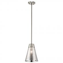 Kichler 43792NI - Rowland 11.5" 1 Light Mini Pendant with Striated Mirrored Glass in Brushed Nickel