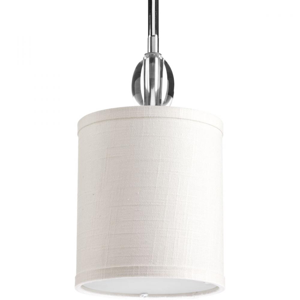 Status Collection One-Light Polished Chrome Off-White textured Shade Coastal Mini-Pendant Light