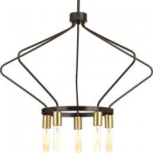  P400105-020 - Hangar Collection Five-Light Antique Bronze Farmhouse Chandelier Light