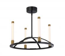  SC13084BB - Infiniti Collection 4-Light Integrated LED Chandelier, Matte Black & Brass