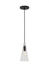  SLPD281CB-L - Sean Lavin Selina 1-light dimmable small accent pendant with nightshade black finish and glass shade