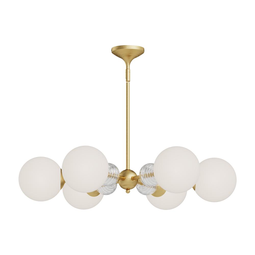 Celia 30-in Brushed Gold/Opal Glass 6 Lights Chandeliers