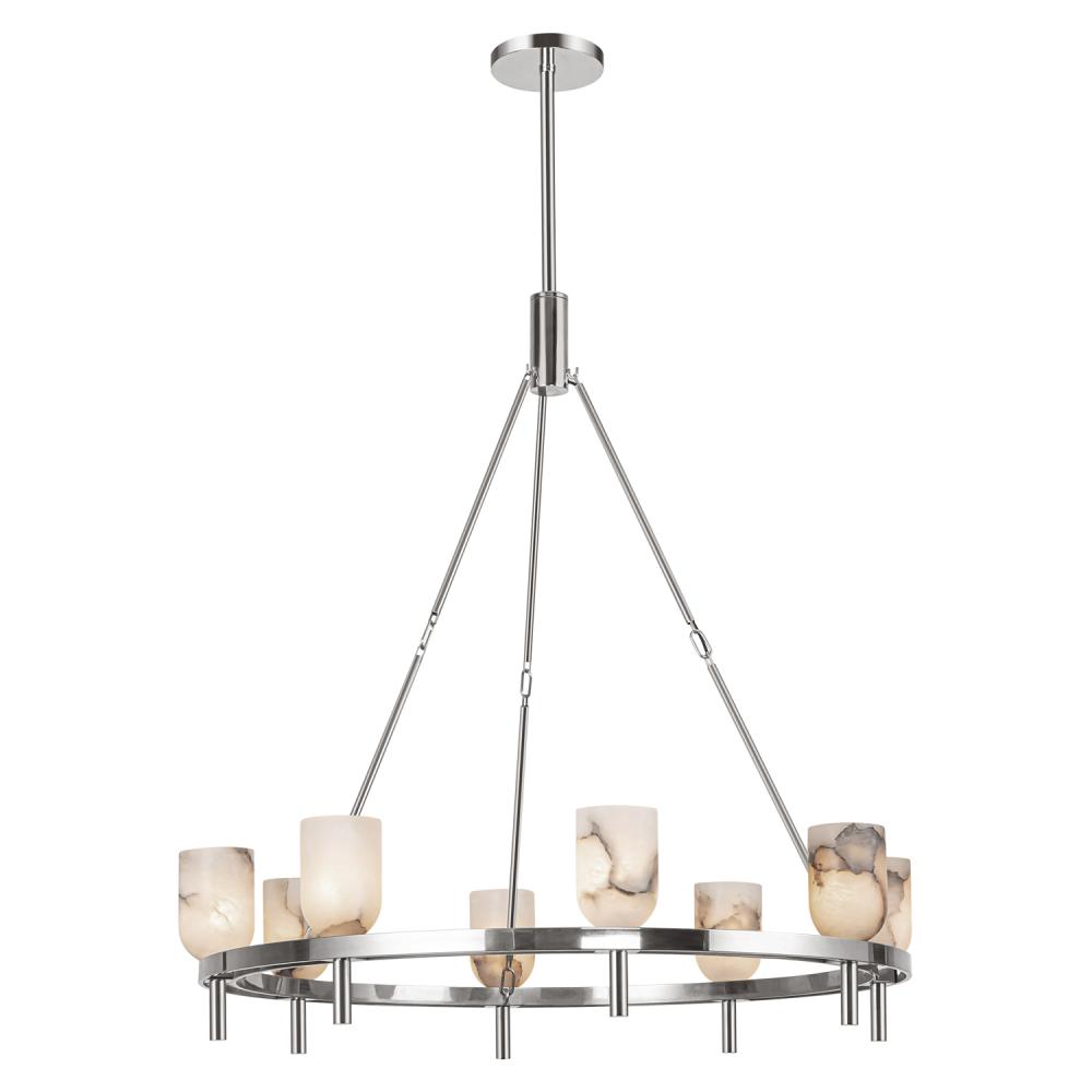 Lucian 36-in Polished Nickel/Alabaster 8 Lights Chandeliers