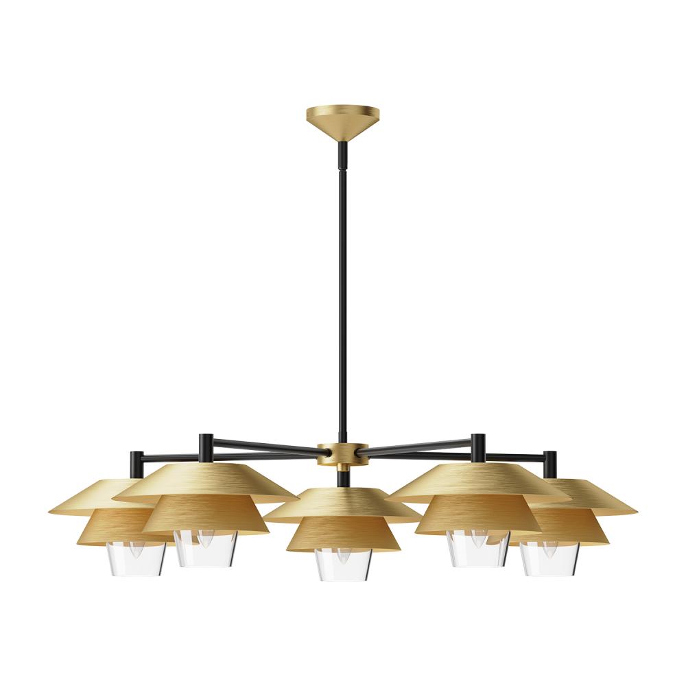 Tetsu 38-in Brushed Gold/Clear Glass 5 Lights Chandeliers