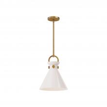  PD412511AGGO - Emerson 11-in Aged Gold/Glossy Opal Glass 1 Light Pendant