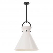  PD412518MBGO - Emerson 18-in Matte Black/Glossy Opal Glass 1 Light Pendant