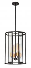  60/6415 - Payne - 4 Light Foyer Pendant with Clear Beveled Glass - Midnight Bronze Finish