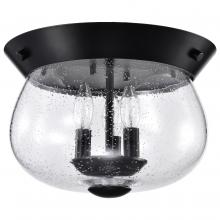  60/7806 - Boliver 3 Light Flush Mount; Matte Black Finish; Clear Seeded Glass