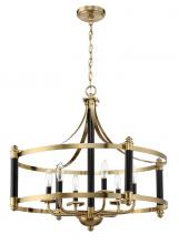  54896-FBSB - Stanza 6 Light Pendant in Flat Black/Satin Brass