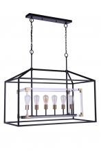  58076-FBSB - Aaron 6 Light Island in Flat Black/Satin Brass