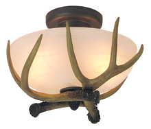  X1611-EB - Antler 2 Light Semi Flush in European Bronze